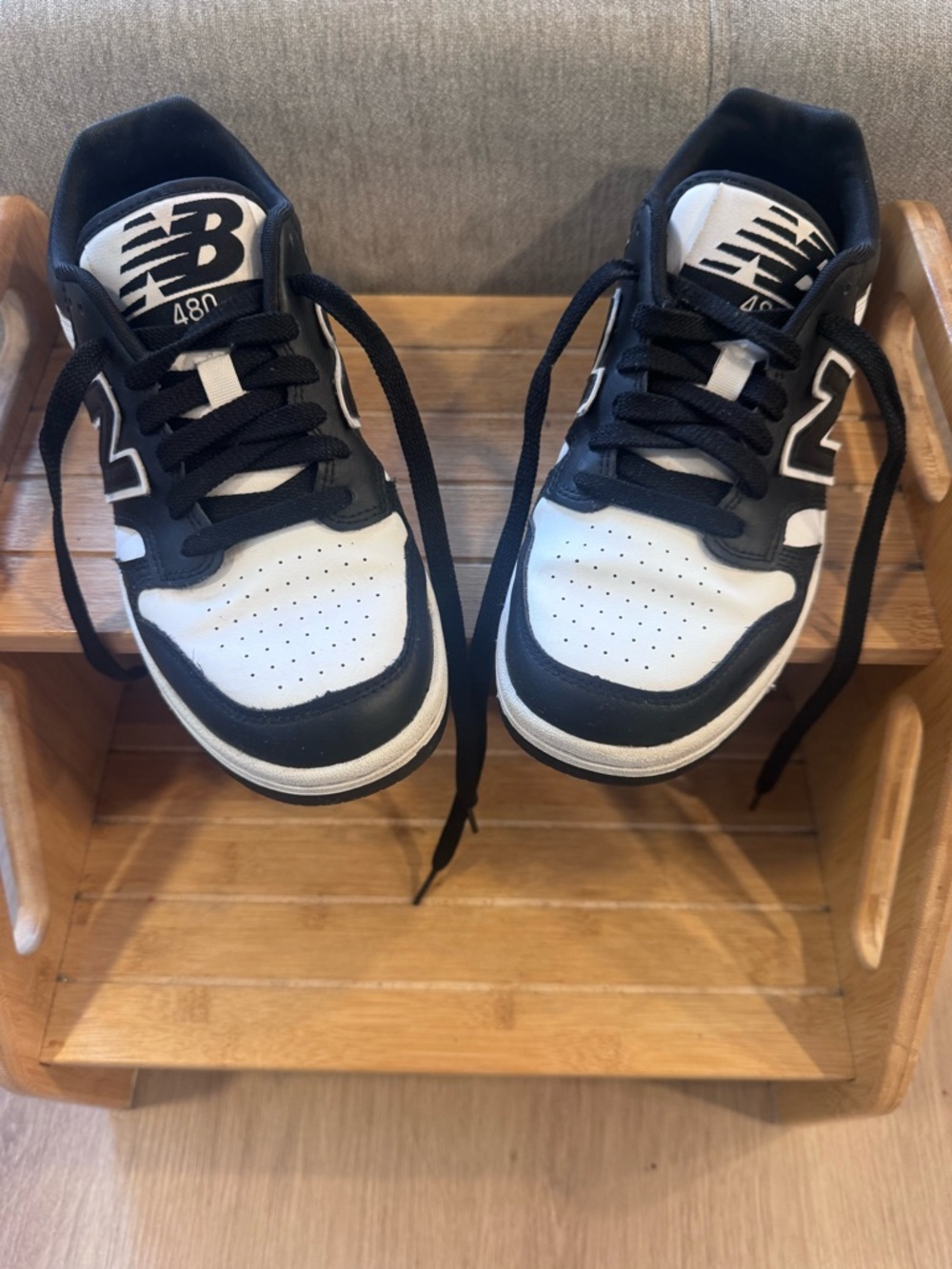 New Balance 480 Black & White Low-Top Sneakers